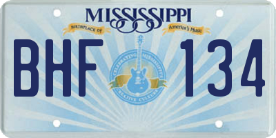 MS license plate BHF134