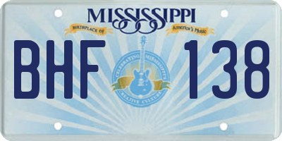 MS license plate BHF138