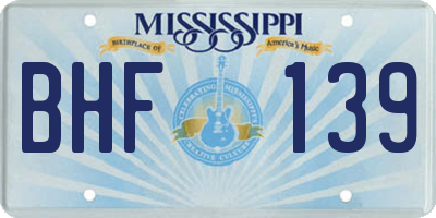 MS license plate BHF139
