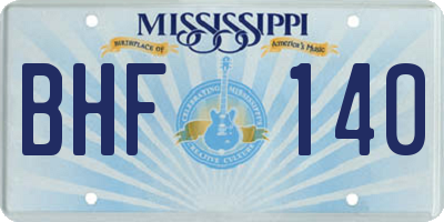 MS license plate BHF140