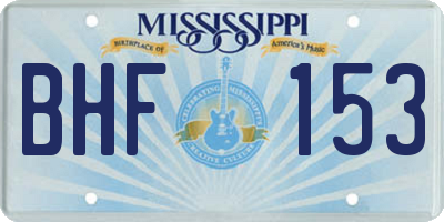 MS license plate BHF153