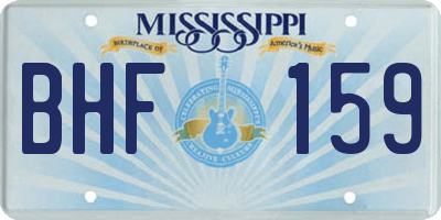 MS license plate BHF159
