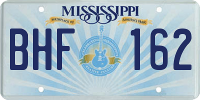 MS license plate BHF162