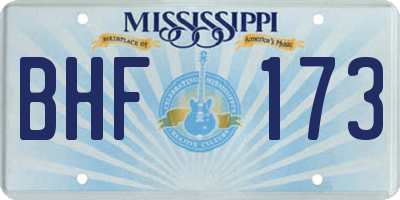 MS license plate BHF173