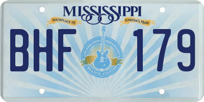 MS license plate BHF179