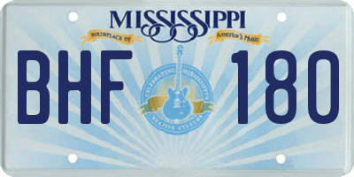MS license plate BHF180