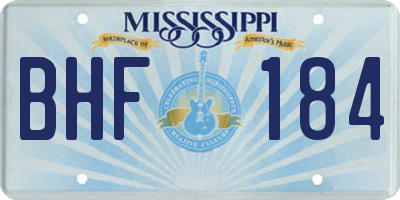 MS license plate BHF184