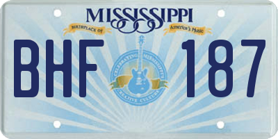 MS license plate BHF187
