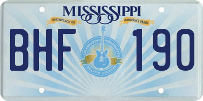 MS license plate BHF190