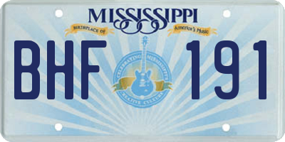 MS license plate BHF191