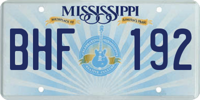 MS license plate BHF192