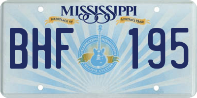 MS license plate BHF195