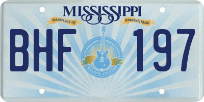 MS license plate BHF197