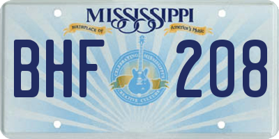 MS license plate BHF208