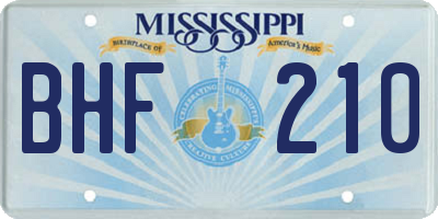 MS license plate BHF210