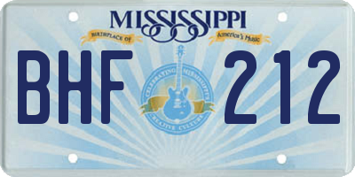 MS license plate BHF212