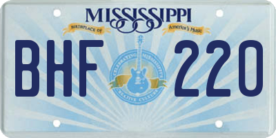 MS license plate BHF220