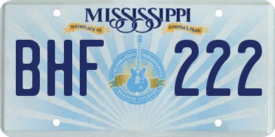 MS license plate BHF222
