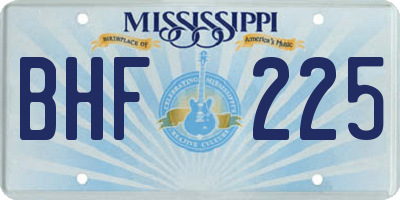 MS license plate BHF225