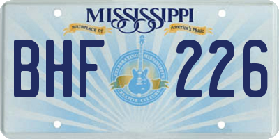 MS license plate BHF226