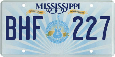 MS license plate BHF227
