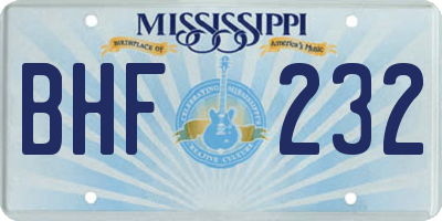 MS license plate BHF232