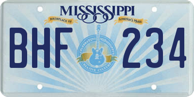 MS license plate BHF234