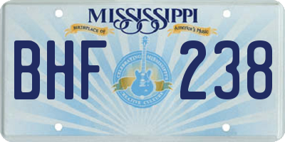 MS license plate BHF238