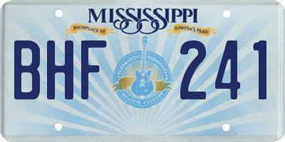 MS license plate BHF241