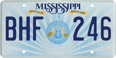 MS license plate BHF246