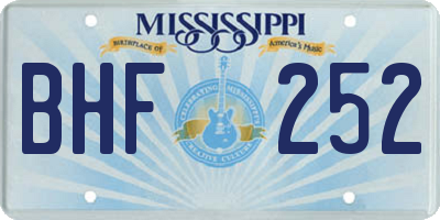 MS license plate BHF252