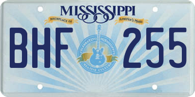 MS license plate BHF255