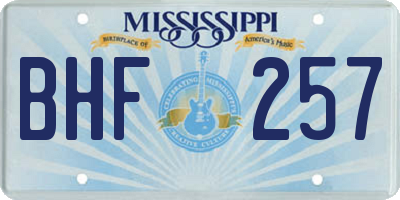 MS license plate BHF257