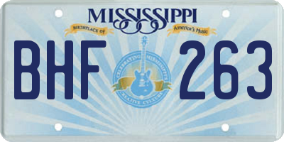 MS license plate BHF263