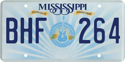 MS license plate BHF264