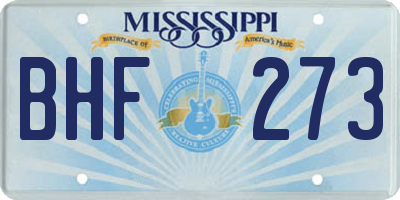 MS license plate BHF273