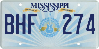 MS license plate BHF274