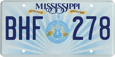 MS license plate BHF278