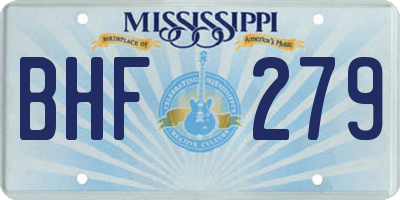 MS license plate BHF279