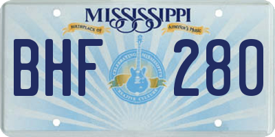 MS license plate BHF280