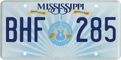 MS license plate BHF285