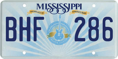 MS license plate BHF286