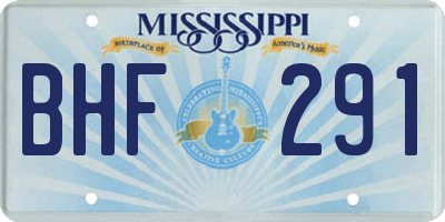 MS license plate BHF291