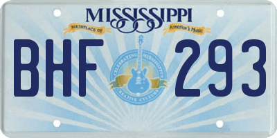 MS license plate BHF293
