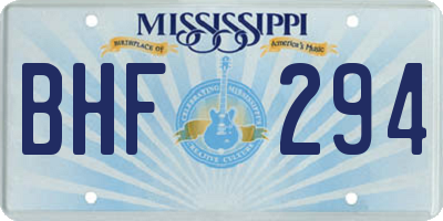 MS license plate BHF294