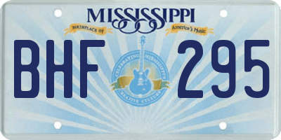 MS license plate BHF295