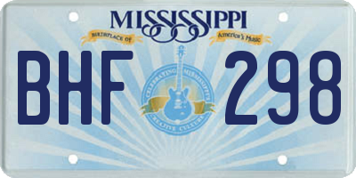 MS license plate BHF298