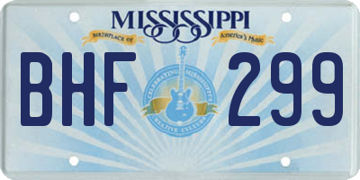 MS license plate BHF299