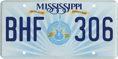 MS license plate BHF306