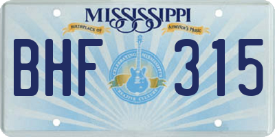 MS license plate BHF315